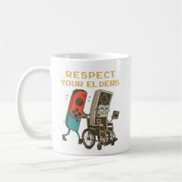 Caneca De Café Respect Your Elders Gaming Control Retro Funny Gam