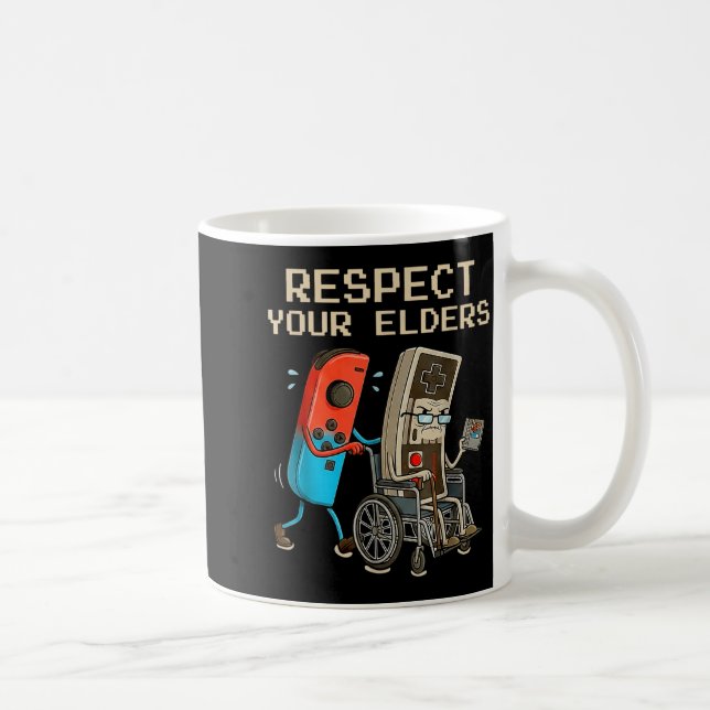 Caneca De Café Respect Your Elders Retro Gaming Controller Funny  (Direita)