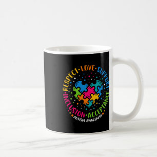 Caneca De Café Respeite o apoio ao amor Inclusão do Quebra-cabeça