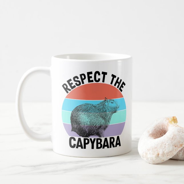Caneca De Café Respeite o Capivara Roedor Engraçado Capivara (Com Donut)