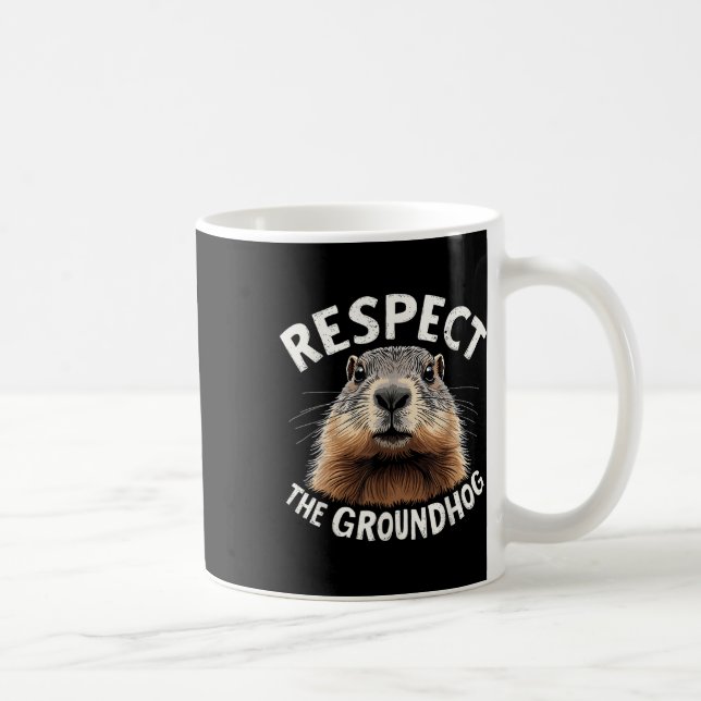 Caneca De Café Respeite O Dia De Celebração De Groundhog Com (Direita)