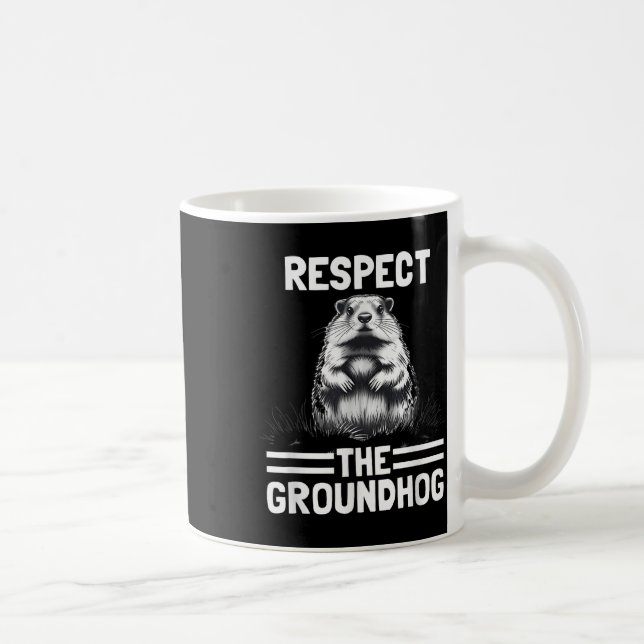 Caneca De Café Respeite O Dia De Marmota Da Celebração Do Groundh (Direita)