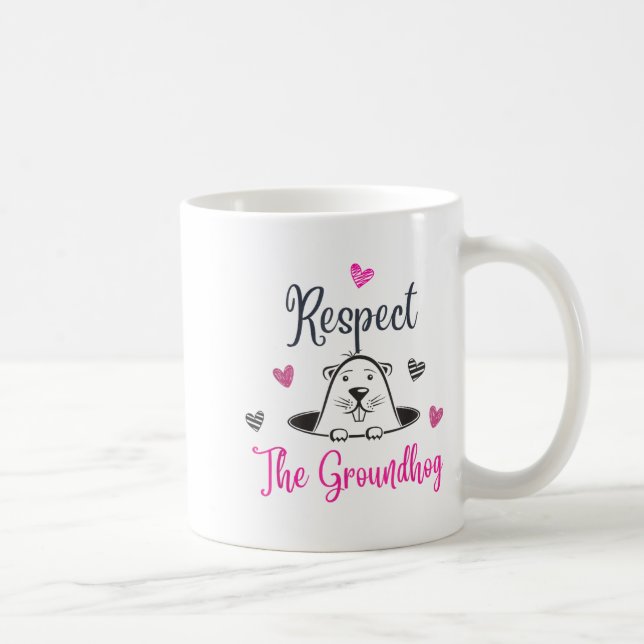 Caneca De Café Respeite o Groundhog, divertido Groundhog Dia D (Direita)