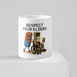 Caneca De Café Respeite Seus Anciãos Controle de Jogos Retro Dive