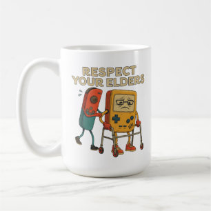 Caneca De Café Respeite seus Anciãos Jogos Retrô Divertido Jogado