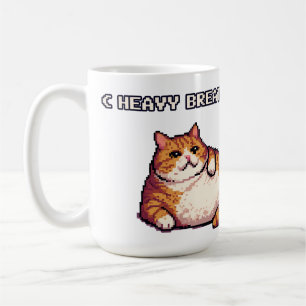 Caneca De Café Respiração intensa arte de "pixel" de gato gordo