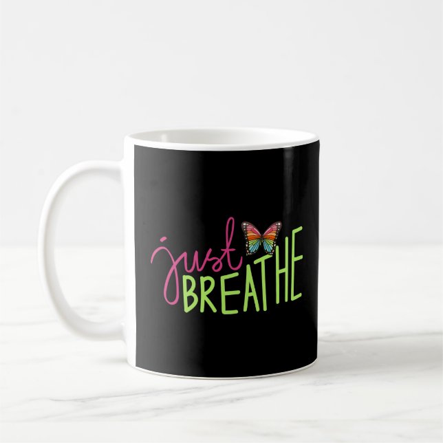 Caneca De Café Respire com borboleta arco-íris (Esquerda)