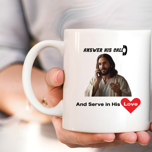 Caneca De Café Responda a sua chamada e sirva-se de cristão apaix (Criador carregado)