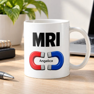 Caneca De Café Ressonância Magnética Ímã Azul Vermelho Personaliz
