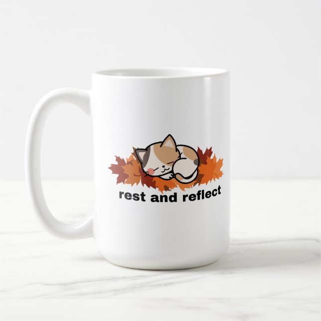 Caneca De Café rest & reflect autumn cat (Esquerda)