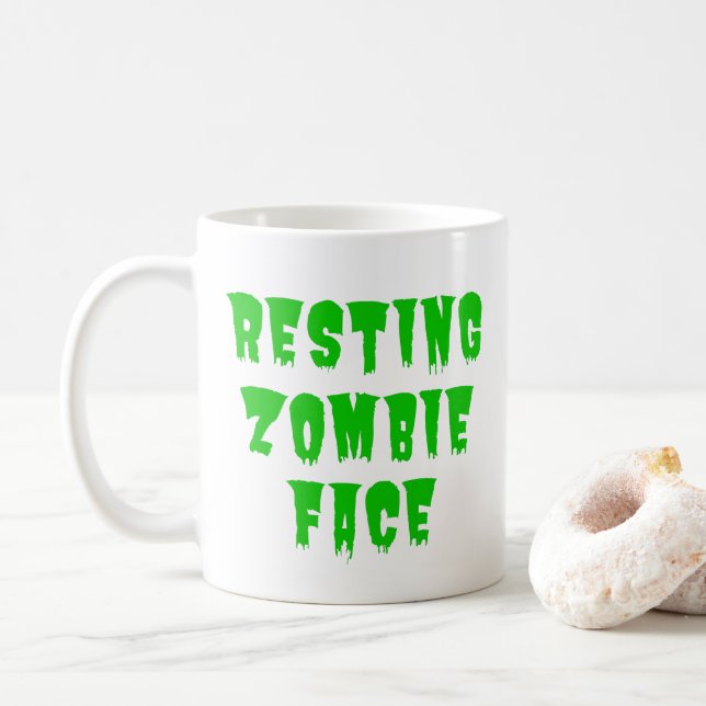 Caneca De Café Resting Zombie Face - Dia de as Bruxas engraçado 2 (Com Donut)