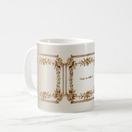 Caneca De Café Retângulo Ornado Dourado Flores de Diamante Brilha