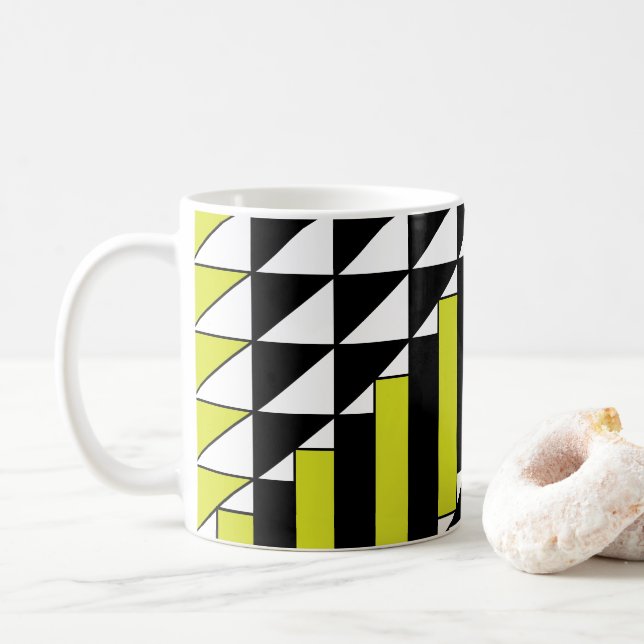 Caneca De Café Retângulo Verde Preto Moderno Retângulo Geométrico (Com Donut)