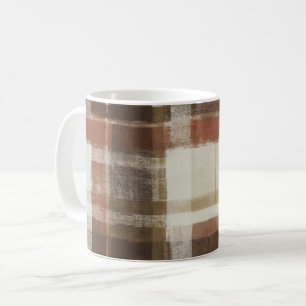 Caneca De Café Retângulos Abstratos Bege Marrom Vermelho Quente