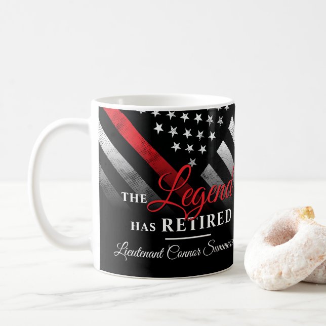 Caneca De Café Retirada do Bombeiro Red Line Flag (Com Donut)