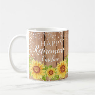 Caneca De Café Retirada Feliz Russa Cama Floral de Girassol