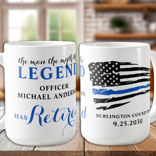 Caneca De Café Retirada Policial Linha Azul Fino Personalizada 15