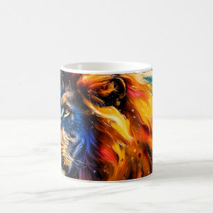 Caneca De Café Retrato Abstrato de Leão da Vida Selvagem Cósmica