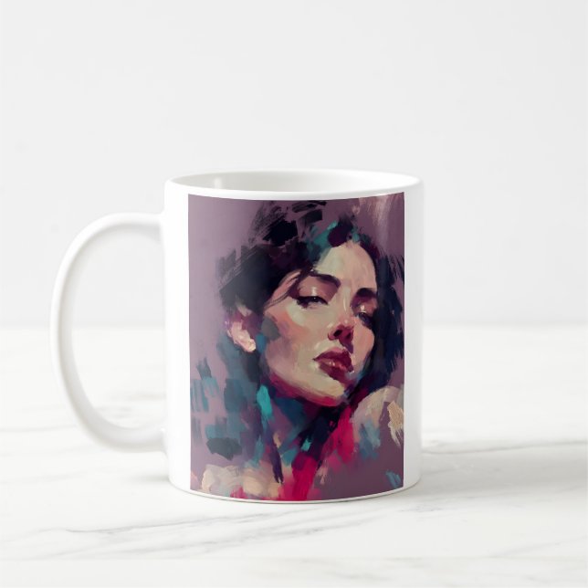 Caneca De Café Retrato Abstrato de Luz Neon (Esquerda)