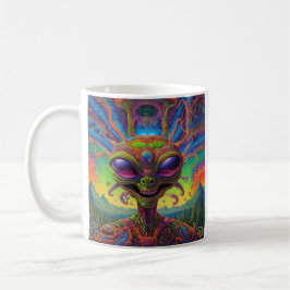 Caneca De Café Retrato Alienígena Psicodélico