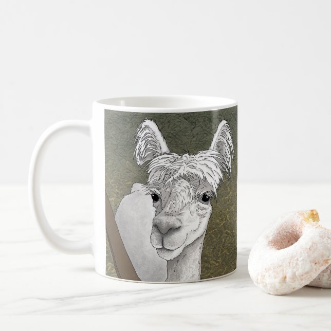 Caneca De Café Retrato Alpaca 2 (Com Donut)