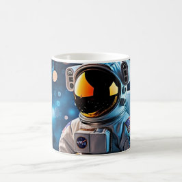Caneca De Café Retrato aproximado de astronauta olhando para as e