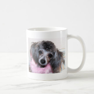 Caneca De Café Retrato azul de prata da cara do filhote de