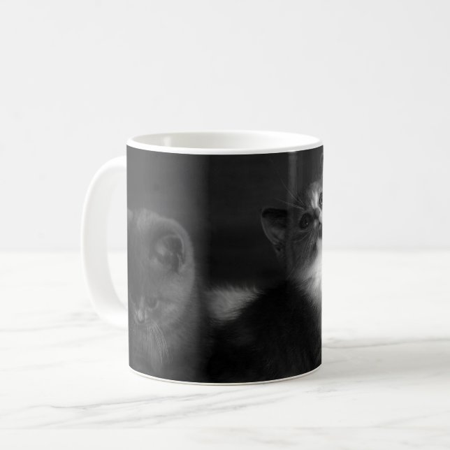 Caneca De Café Retrato cinzento adorável do gatinho (Frente Esquerda)