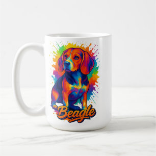 Caneca De Café Retrato Colorido de Beagle em Pop Art – Retrato Vi