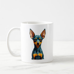 Caneca De Café Retrato Colorido de Pinscher Miniatura Vintage Gra