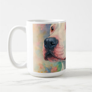 Caneca De Café Retrato Colorido de Pit Bull Floral com Impressão