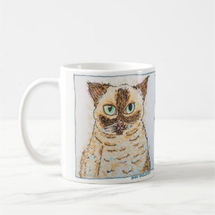 Caneca De Café Retrato Colorido e Excêntrico de Gato