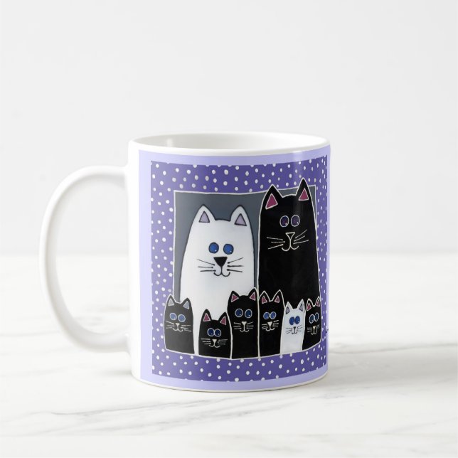 Caneca De Café Retrato da família do gatinho (Esquerda)