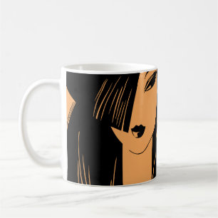 Caneca De Café Retrato da garota com cabelo despedido