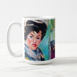 Caneca De Café Retrato da Mulher Vintage com fundo de Abstrato