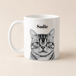 Caneca De Café Retrato de Animal de Estimação Personalizado | Env