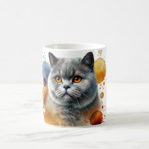 Caneca De Café Retrato de Aquarela Britânico de Cabeça Curta em A