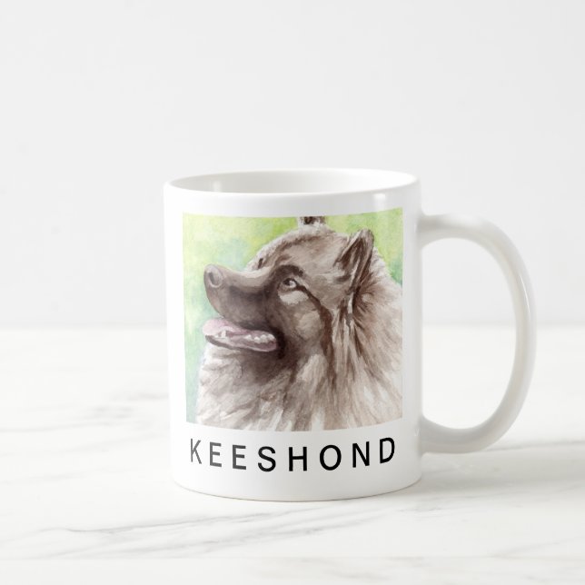 Caneca De Café Retrato de Aquarela de Keeshond (Direita)