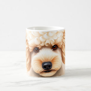 Caneca De Café Retrato de Aquarela de um Poodle Beige Fluffy