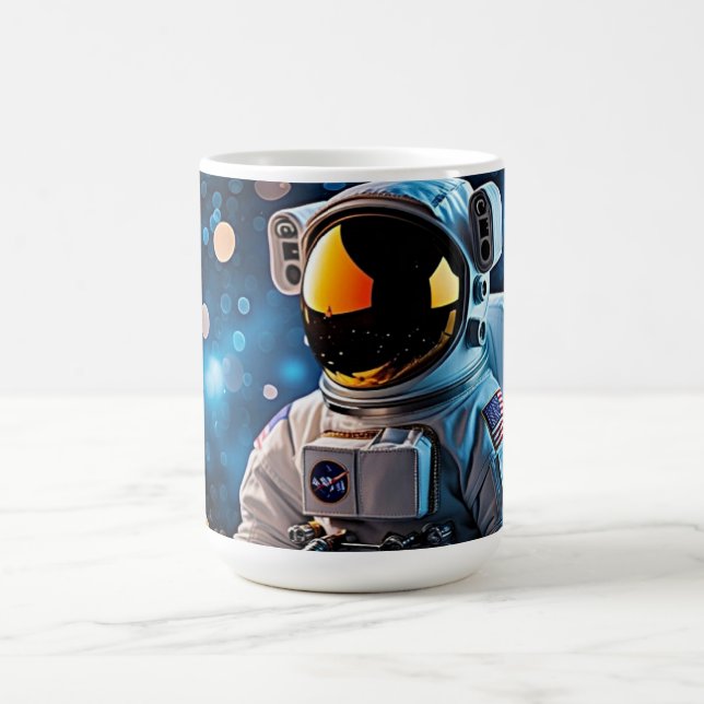 Caneca De Café Retrato de Astronauta com Visor Dourado (Centro)