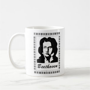 Caneca De Café retrato de beethoven com quadro-chave de piano