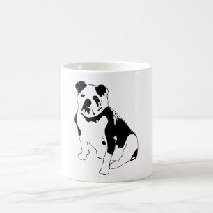 Caneca De Café Retrato de Bulldog Sentado em Preto e Branco