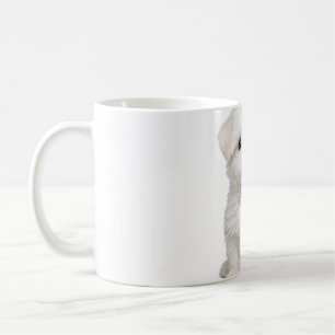 Caneca De Café Retrato de Cachorrinho Branco e Fofinho da Raça Ma