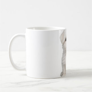 Caneca De Café Retrato de Cachorrinho Branco e Fofinho da Raça Ma
