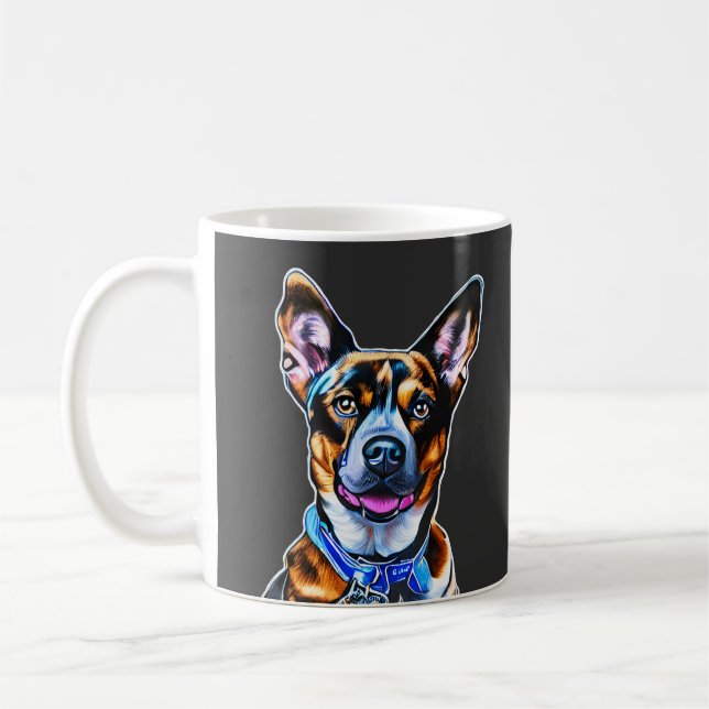 Caneca De Café Retrato de cachorro em aquarela pintado à mão, cac (Esquerda)