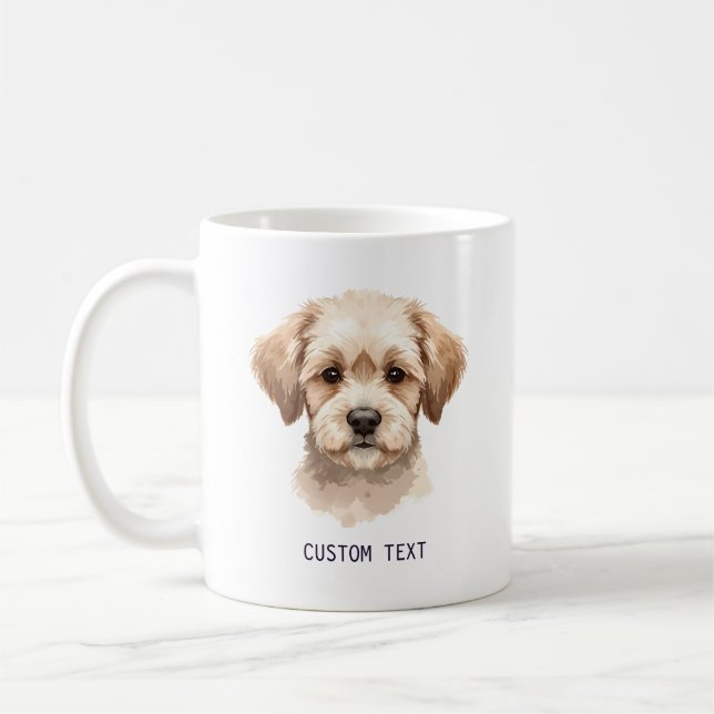 Caneca De Café Retrato de cachorro fofo personalizado com texto (Esquerda)