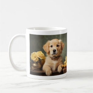 Caneca De Café Retrato de Cão Cachorro do Retriever do Ouro Cacho