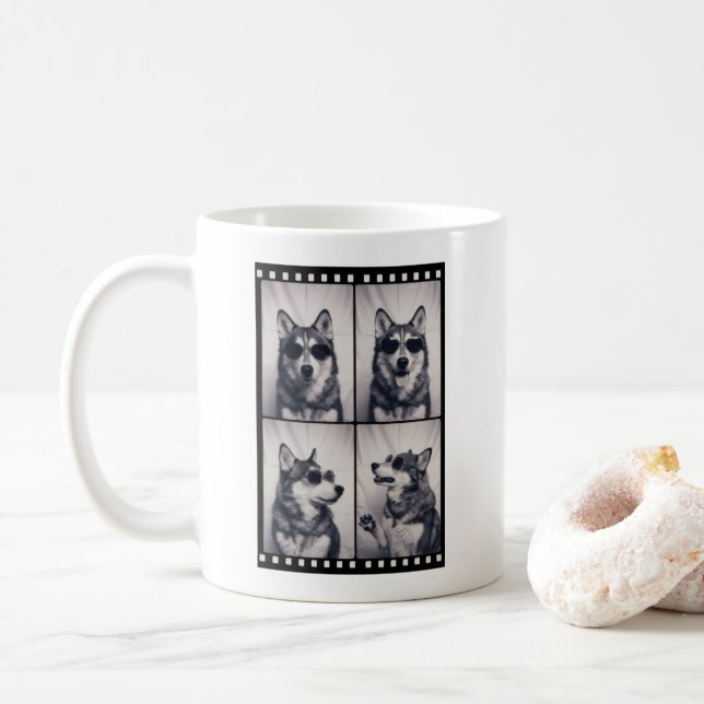 Caneca De Café Retrato de Cão Husky (Com Donut)