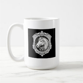 Caneca De Café Retrato de Cavalo em Ouro Vintage Arte Ornamentada
