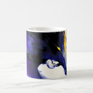 Caneca De Café Retrato de Cavalo Preto em Aquarela Abstrata